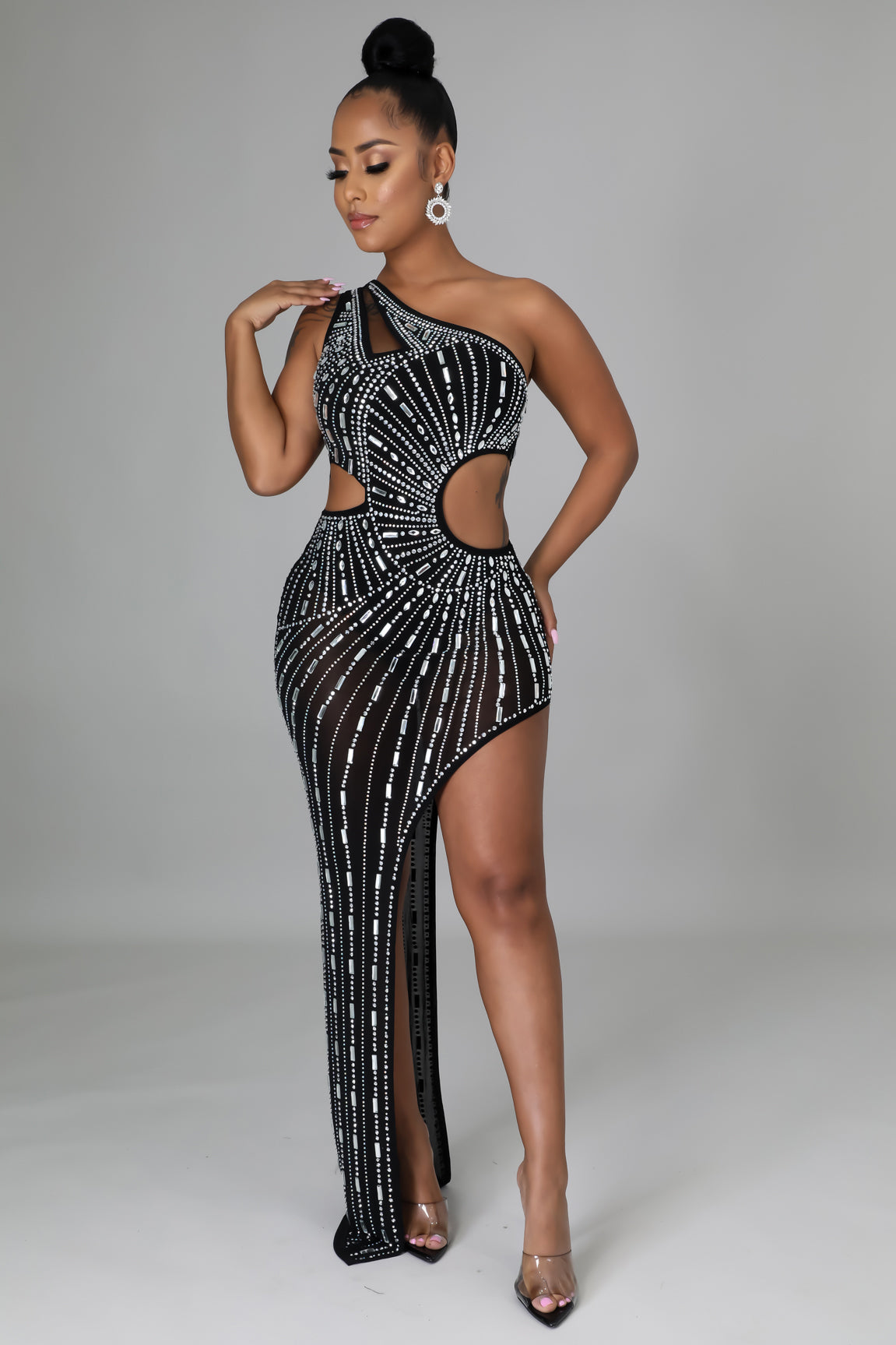 GROWN AND SEXY RHINESTONE DRESS - Feelin' Myself Boutique