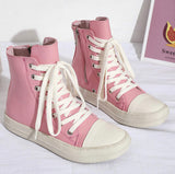 High Top Leather Sneakers (pink)