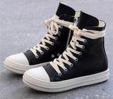 High Top Leather Sneakers (Black)