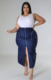 Ciara Cargo Skirt ( Med Blue Denim)