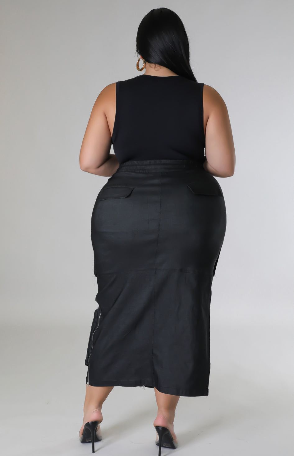 Ciara Cargo Skirt (Black Denim)
