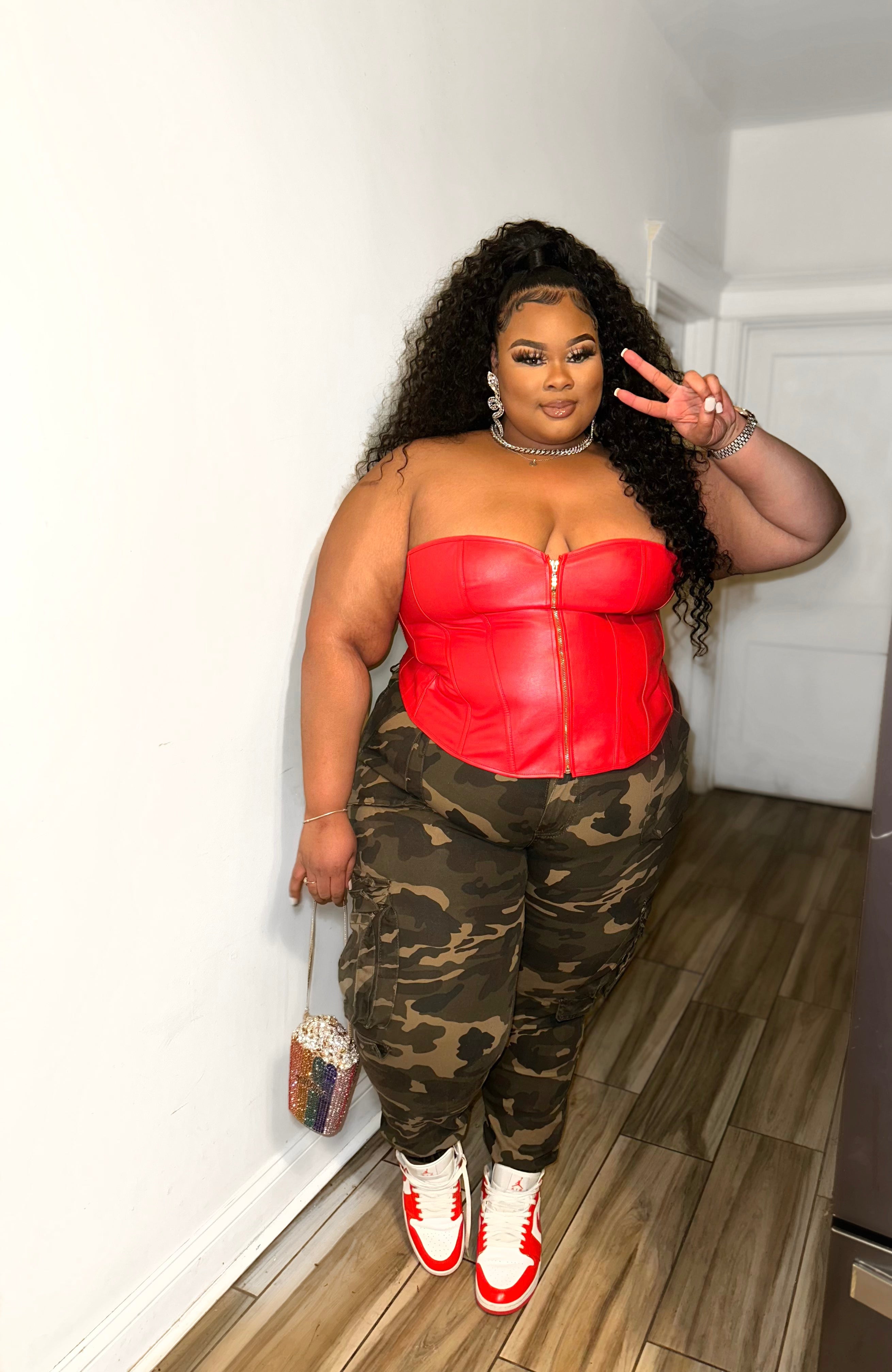 Plus size red camo pants discount