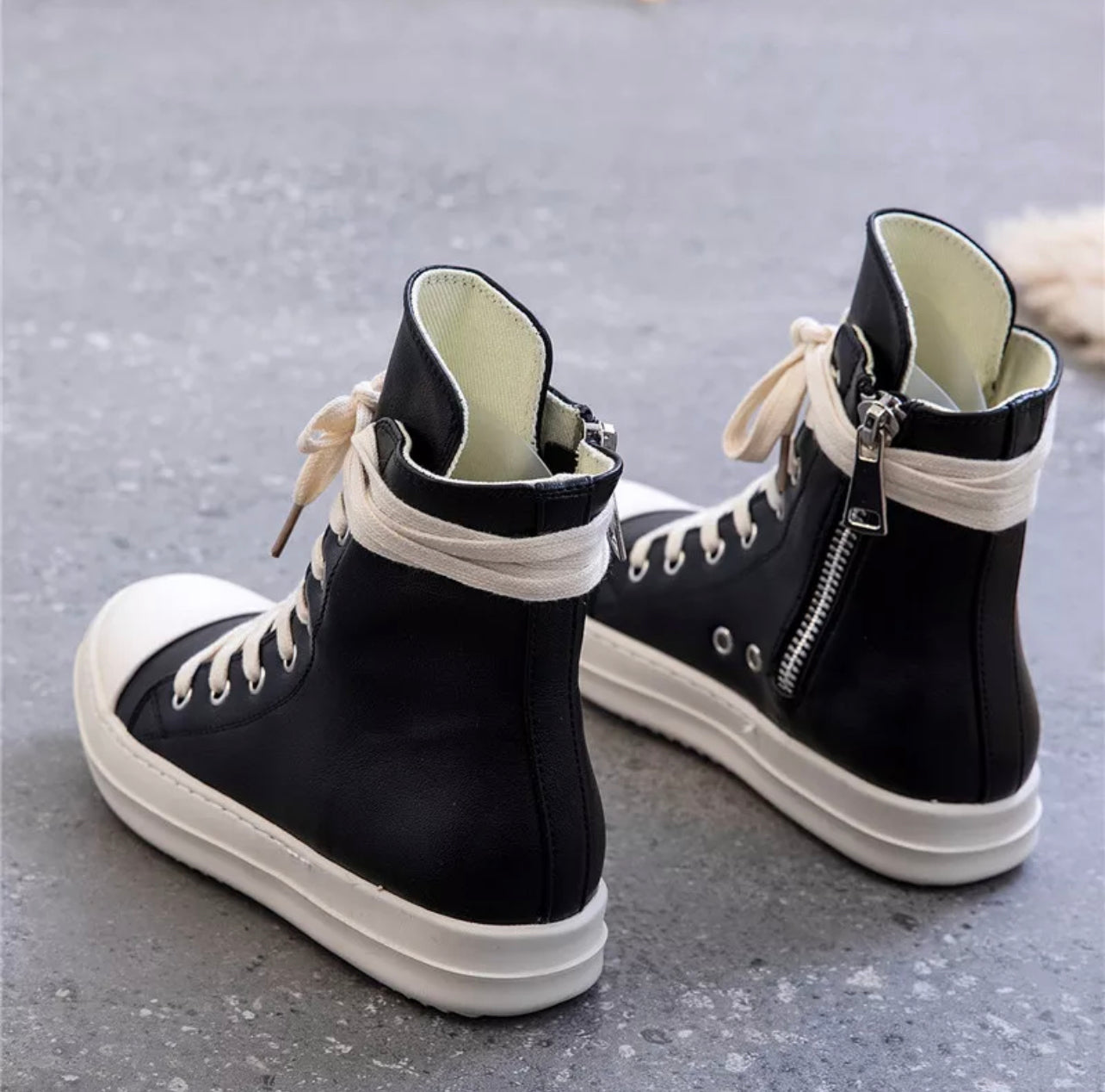 High Top Leather Sneakers (Black) - Feelin' Myself Boutique