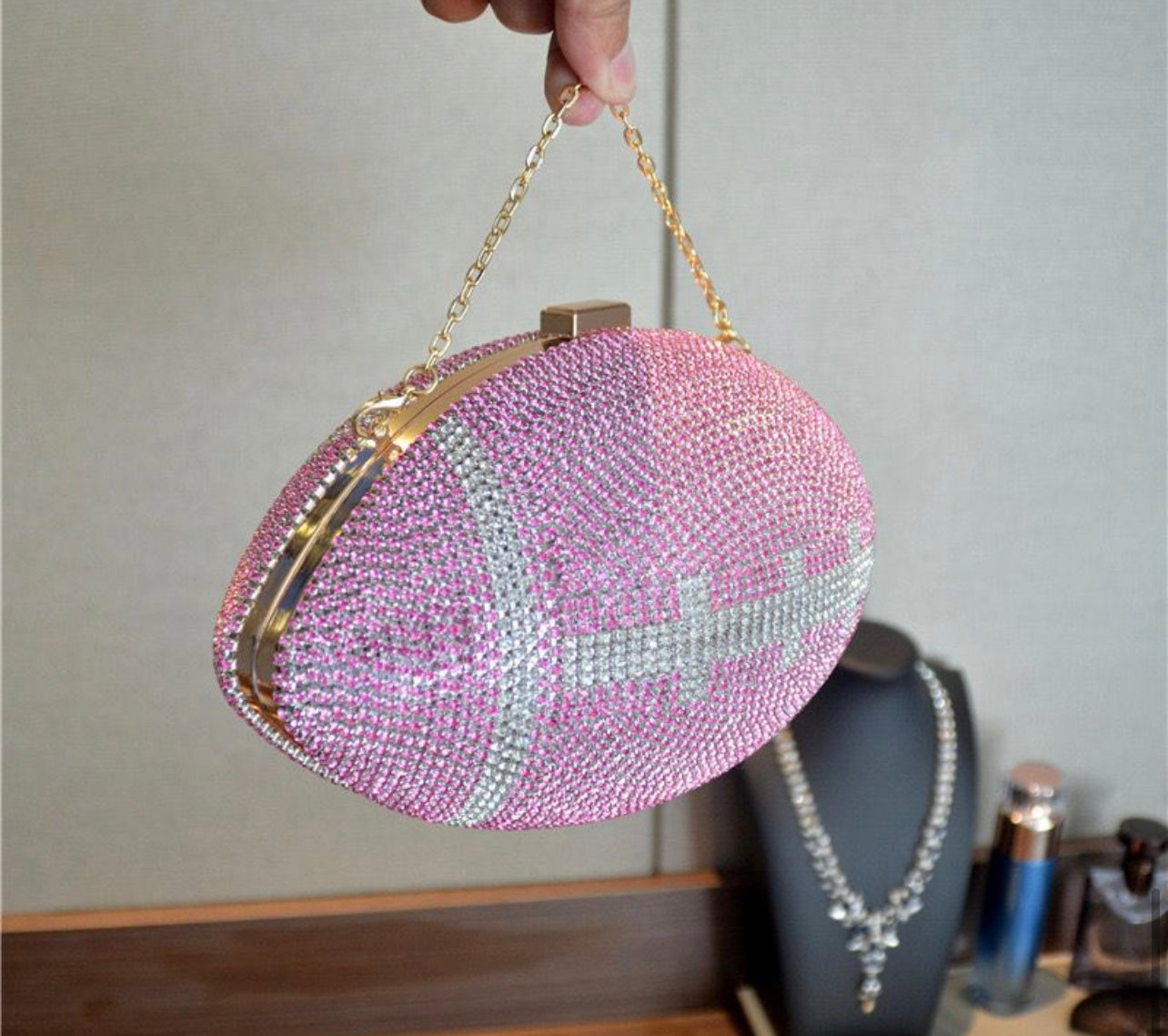 Gold Crystal Football Purse - Live Love Gameday