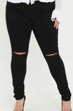 Black Slit Knee Jeans - Feelin' Myself Boutique