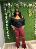 Wondering About You Jeans (Burgundy) - Feelin' Myself Boutique