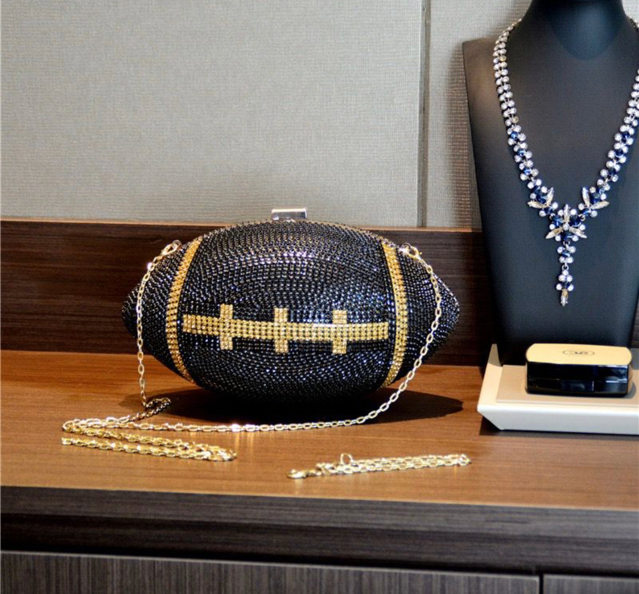 Rhinestone Football Purse, Stadium Bag approved Sparkling Accessory for  Game Day, Unique Gift for Football Lovers - Etsy